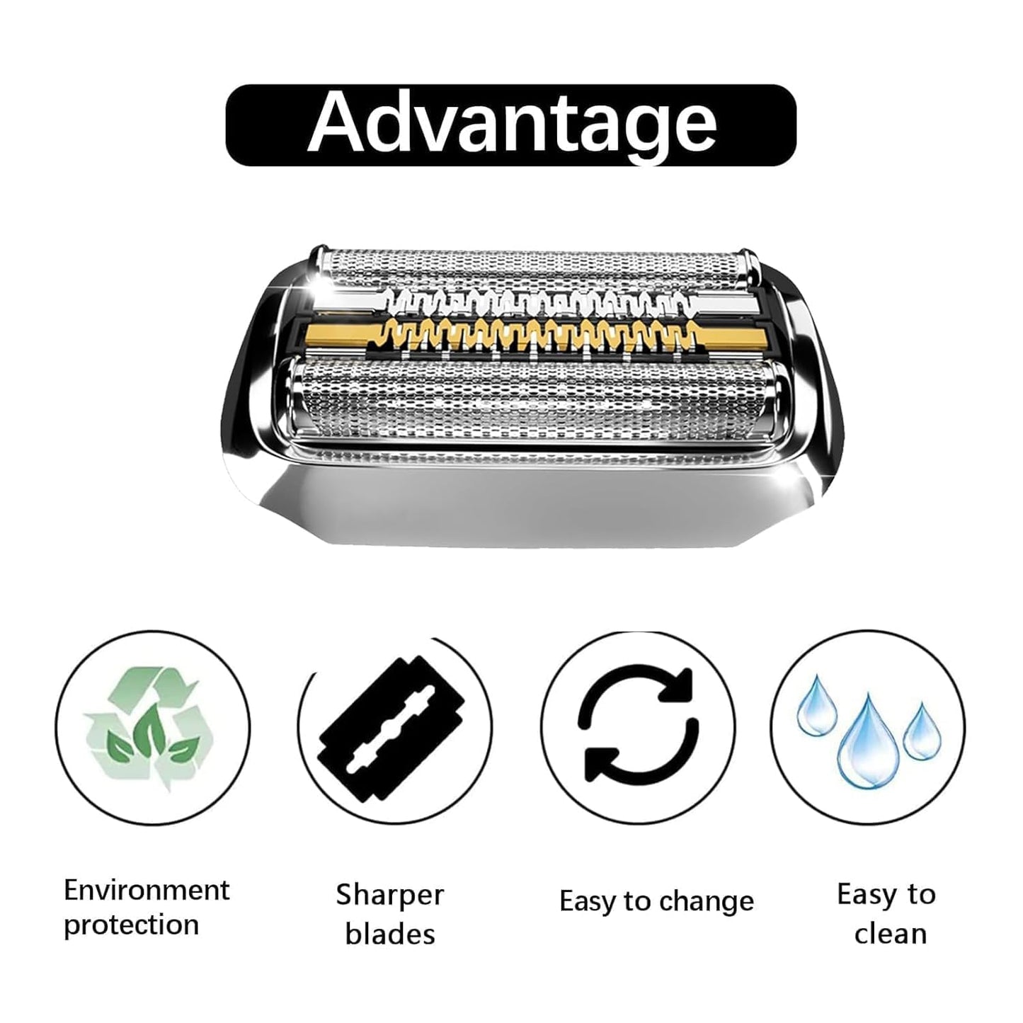 92S Electric Shaver Replacement Head Accessories Compatible with Series 9 Replacement Head Foil & Cutter Razor Heads 9290cc 9291cc 9370cc