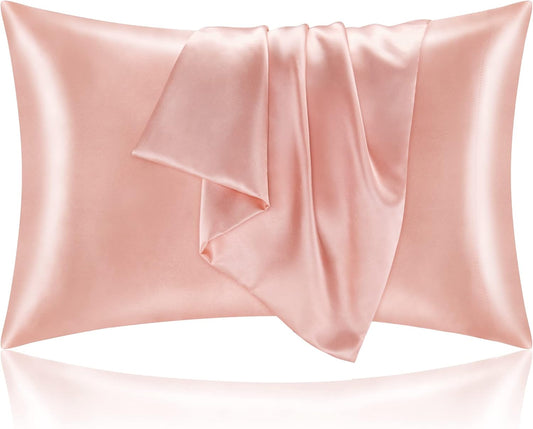 BEDELITE Satin Pillowcase for Hair and Skin, Super Soft and Cooling Similar to Silk Pillow Cases 2 Pack with Envelope Closure, Gift for Women Men(20"x26" Standard Size, Coral)