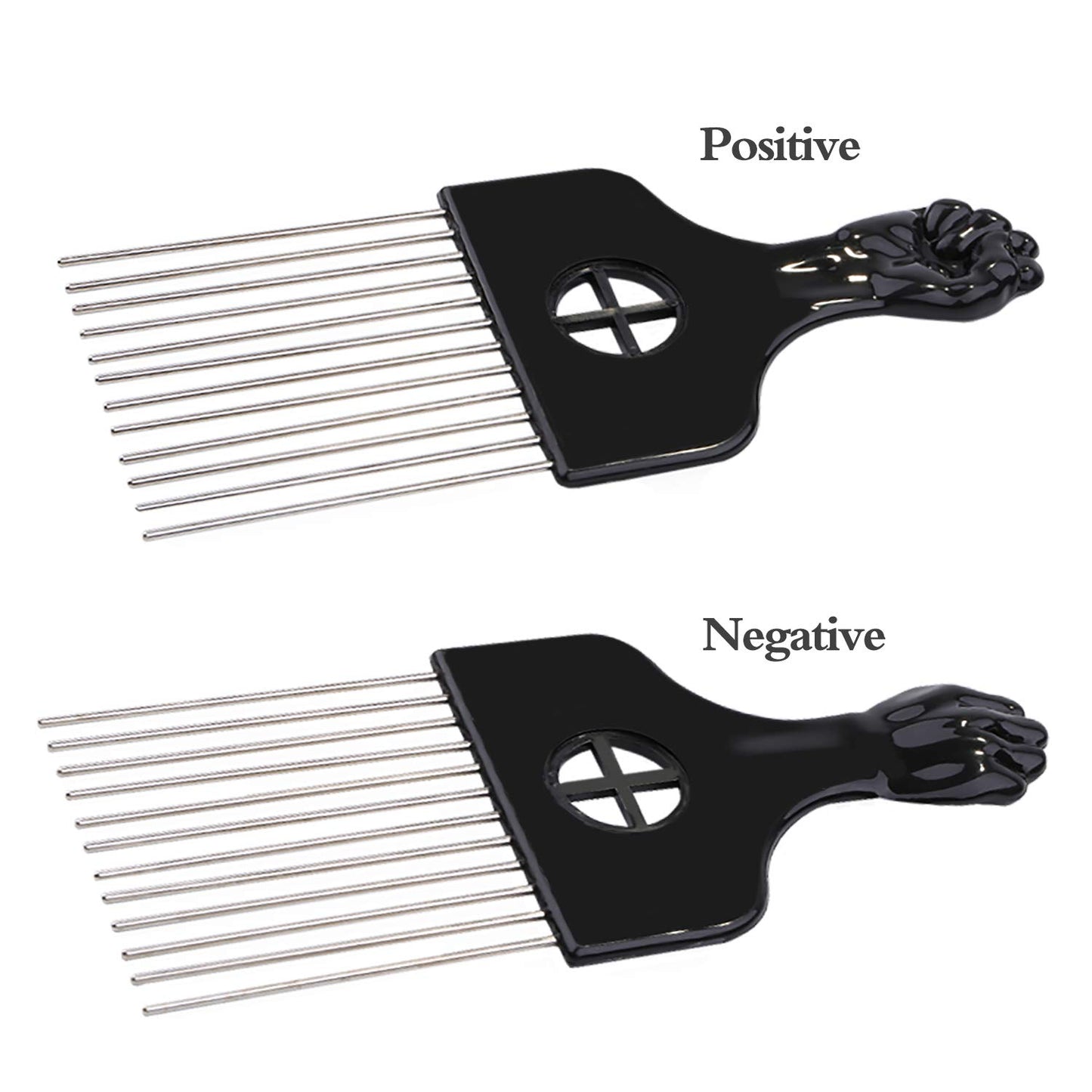Hair Pick, Hair Comb, Metal Pick Comb, Detangle Wig Braid Hair Styling Comb, Black, 1 PACK