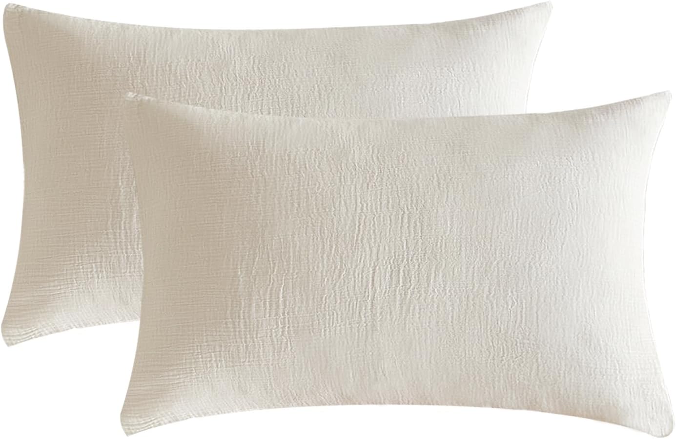 SE SOFTEXLY Muslin Pillowcases Queen Size 100% Cotton, 2 Pack Linen Like Pillow Shams with Envelope Closure, Ultral Soft and Breathable Pillow Case Covers, White, 20" X 30", No Filling