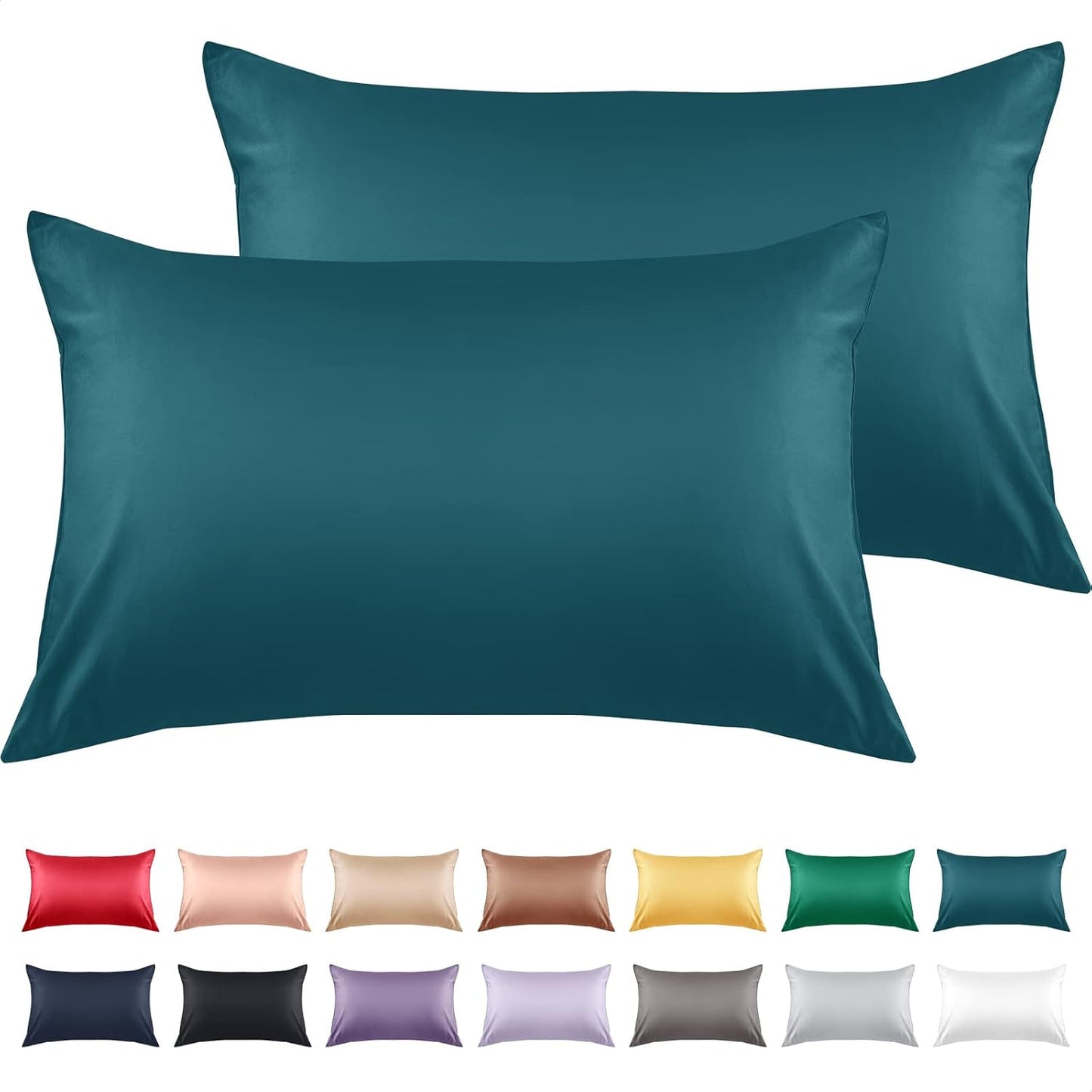Warmstar Cotton Pillow Cases Standard Size Set of 2, 600 Thread Count Pillowcases 20x26 Inches, Soft Long Staple Cotton Pillowcases Breathable with Envelope Closure,Dark Teal