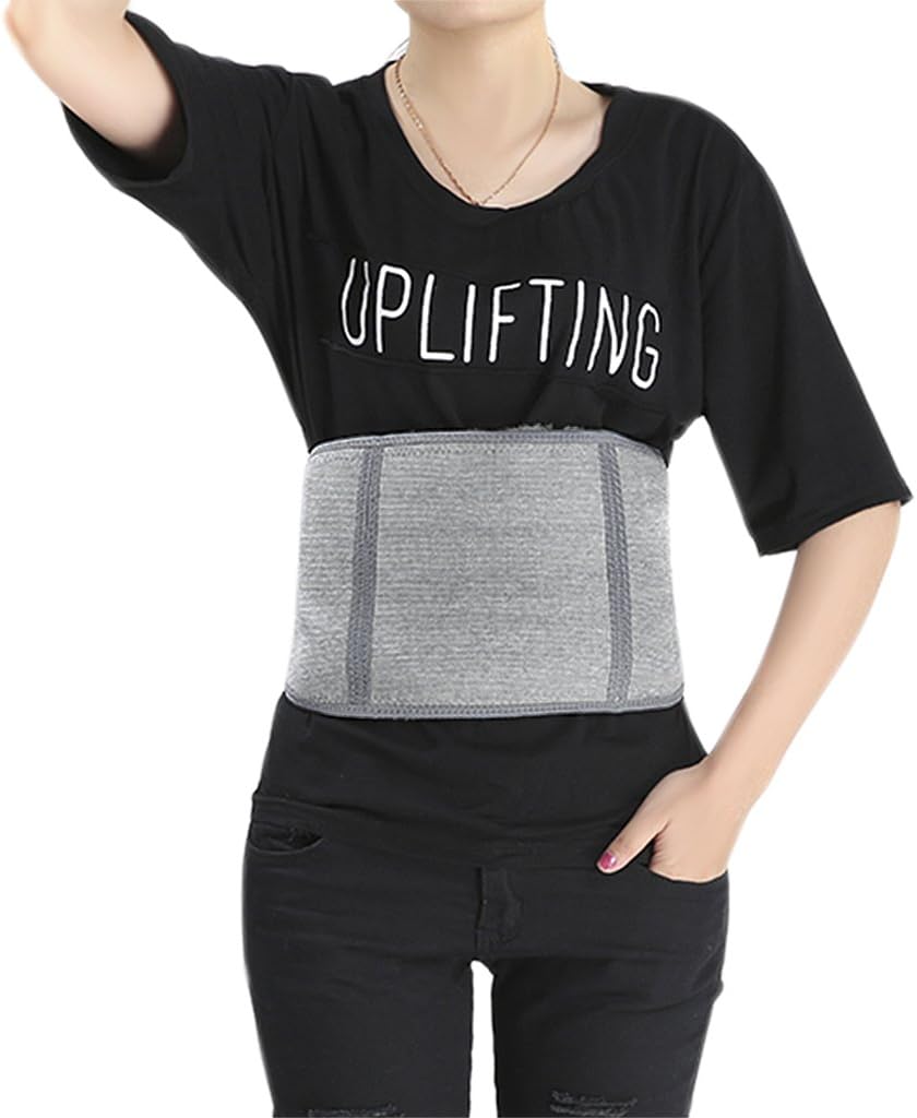 Men Women Winter Thicken Thermal Cashmere Waist Warmer Lumbar Support Belt Cozy Warm Abdominal Protector Stomach Body Wrap Band Back Brace Kidney Binder Grey