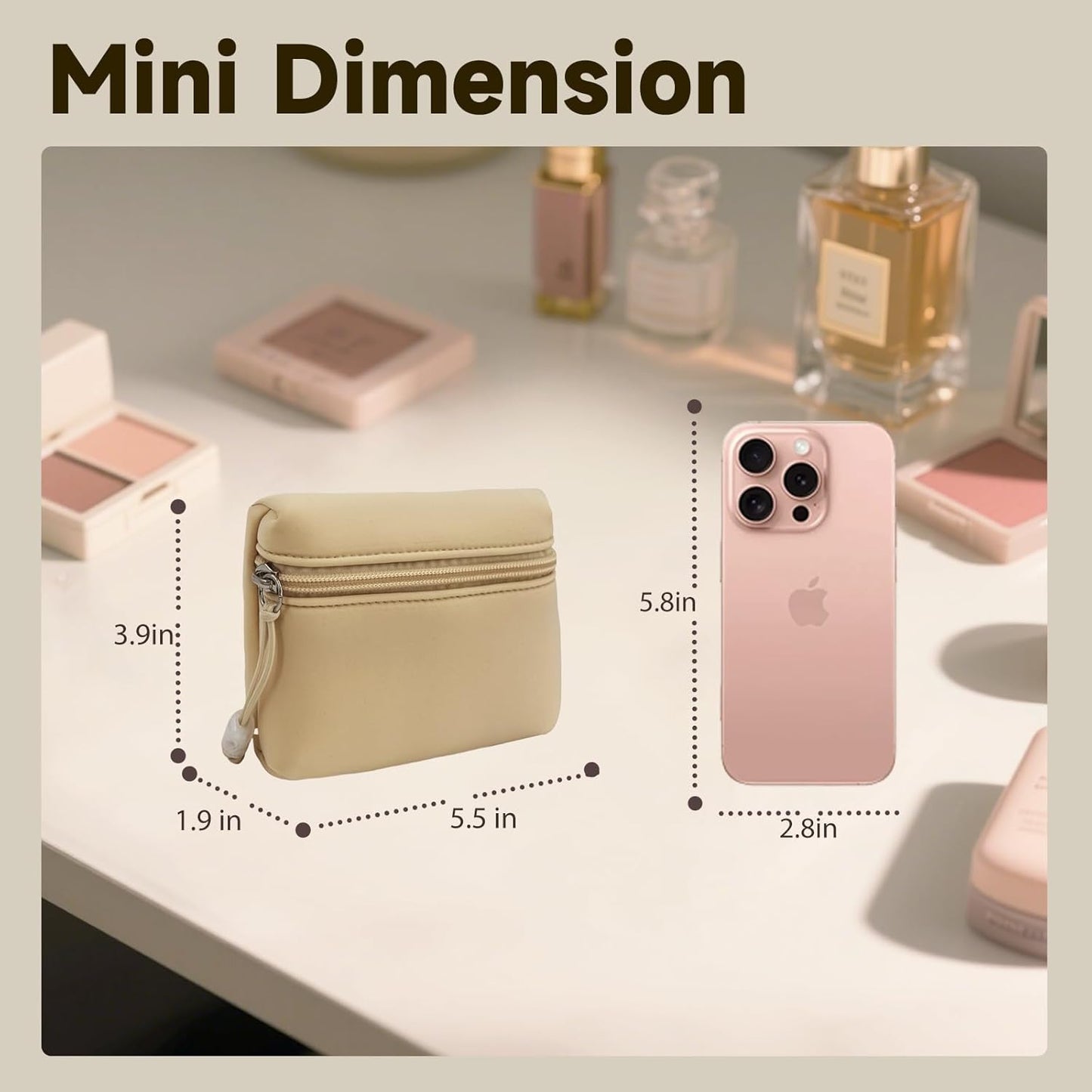 YDR Period Bag for Women, Soft Cotton Sanitary Napkin Storage Bag, Cute Cosmetic Pouch for Travel with Zipper