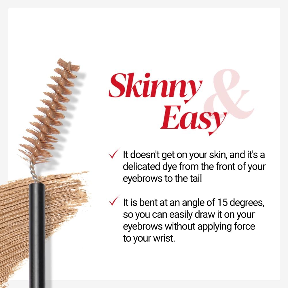 Espoir The Brow Color Fixing Cara #2 Taupe 0.1 fl oz | Easy Fixing without Clumping with Skinny Brush | Long Lasting Smudgeproof Eyebrow Mascara | Soft Mood Coloring Tinted Gel | Korean Eye Makeup