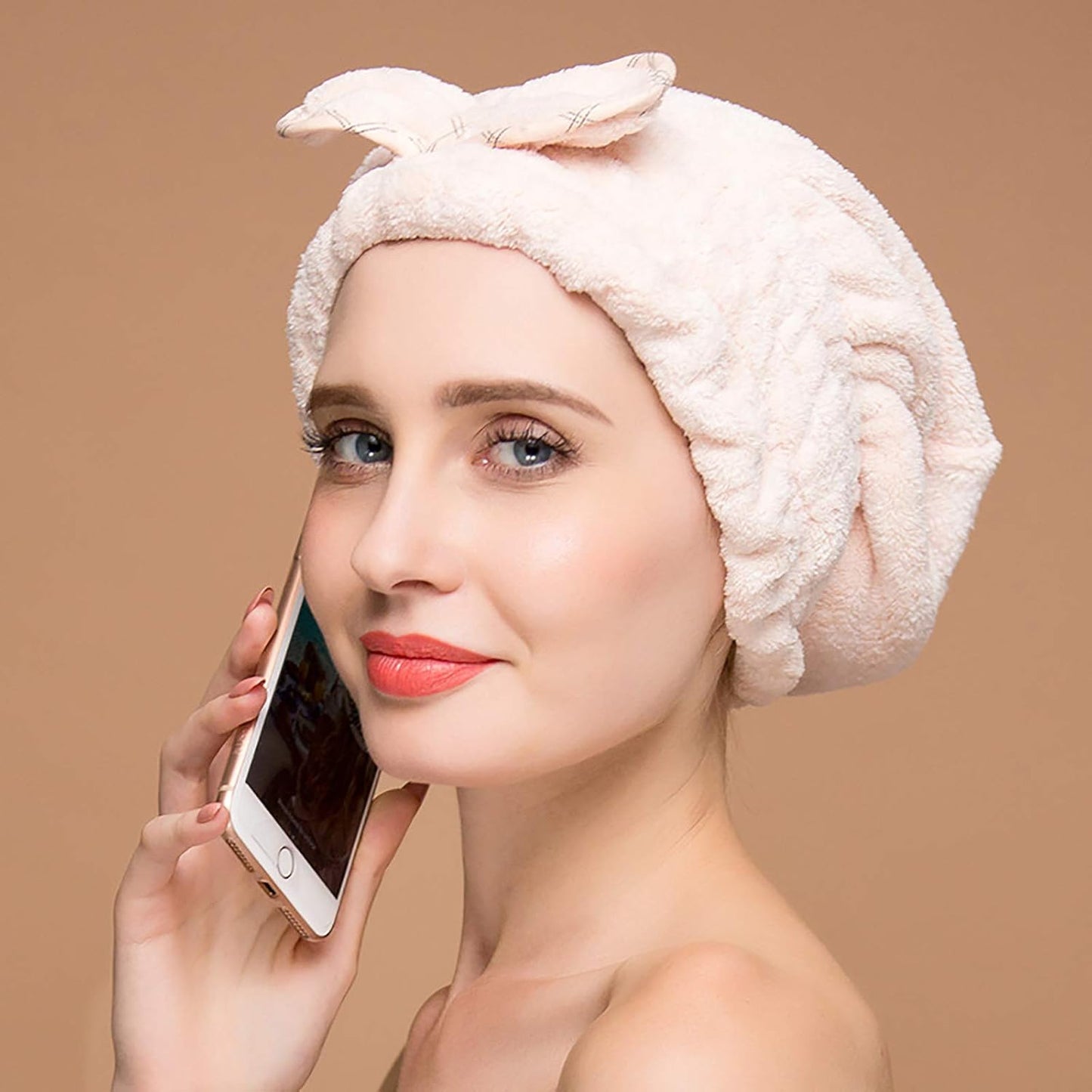 Jseng Large Microfiber Fast Hair Drying Towel Cap [New Upgrade], Extrame Soft & Ultra Absorbent, Fast Drying Hair Caps for Long & Thick Hair