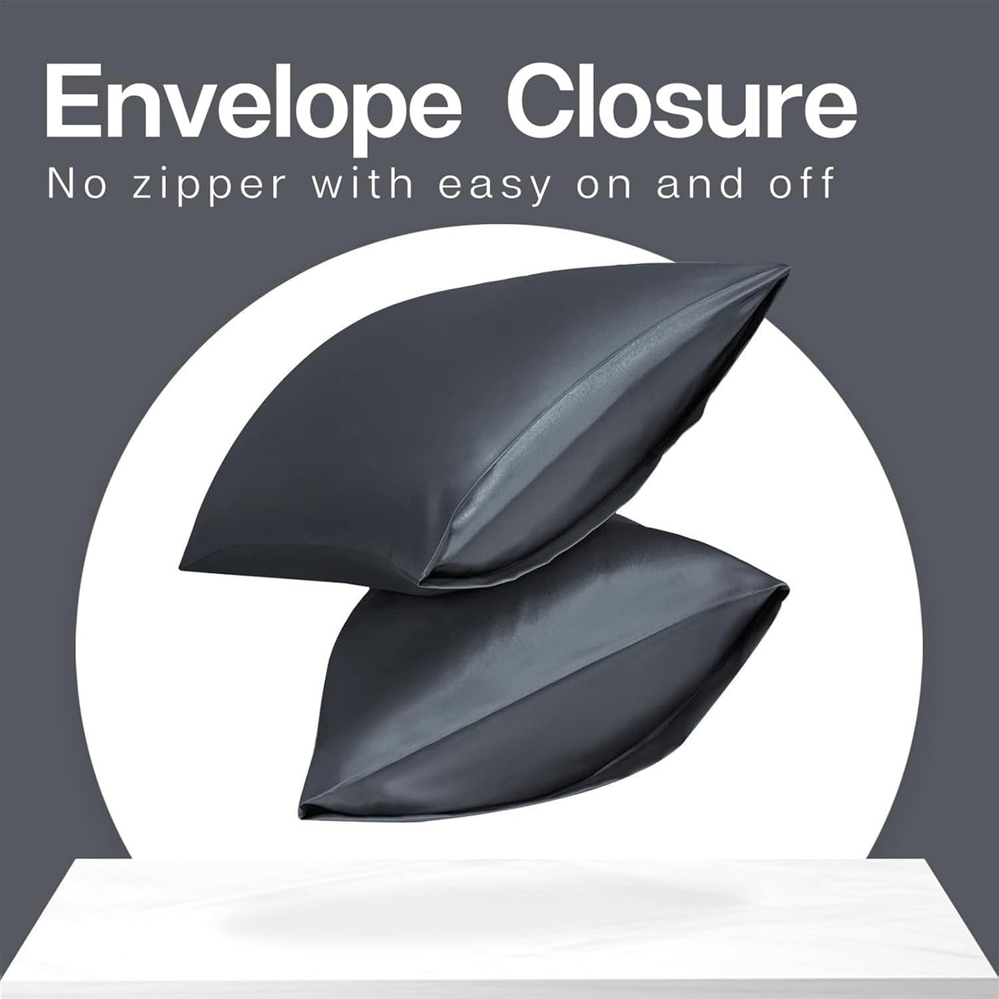 MR&HM Satin Pillowcase for Hair and Skin, Silk Satin Pillowcase 2 Pack, King Size Pillow Cases Set of 2, Silky Pillow Cover with Envelope Closure (20x36, Space Grey)