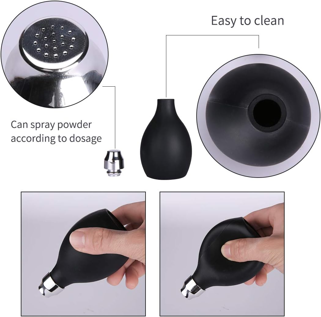 PRO BARBER Powder Barber Spray Bottle, Empty Powder Blower, 3.38oz/100ml Refillable Hair Fiber Applicator Use for Dry Shampoo - Black