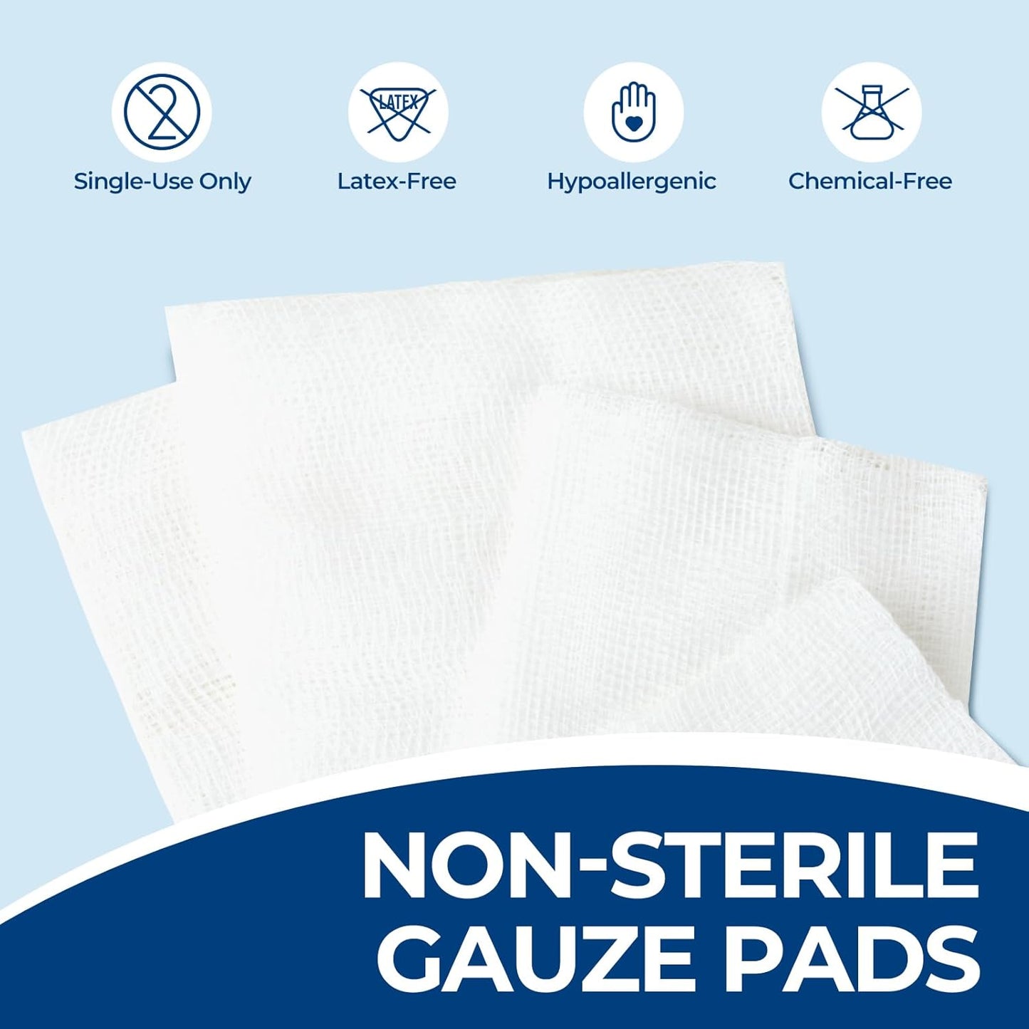 200 Pack 2x2 Inch Gauze Sponges 8-Ply, 100% Cotton Woven Gauze Pads for Wound Care, Highly Absorbent Bulk Hospital-Grade First Aid & Surgical Dressing