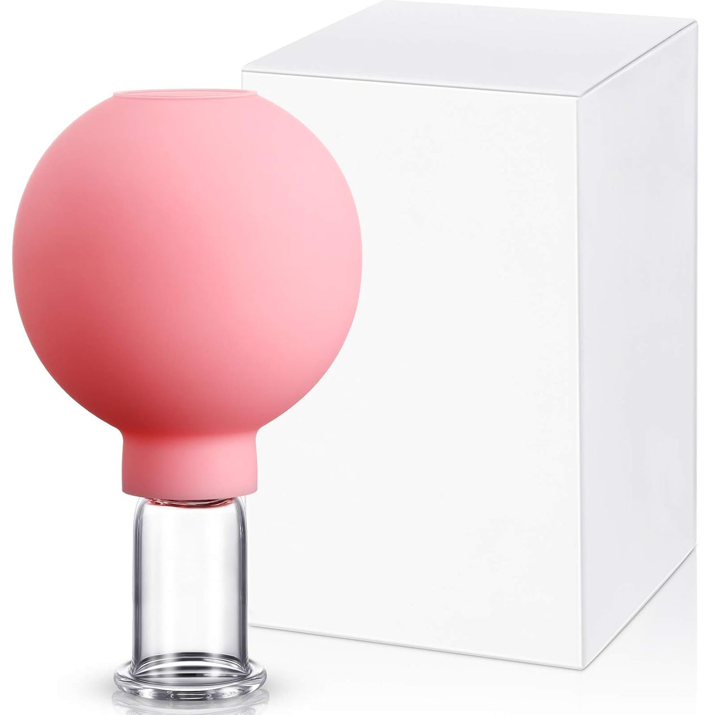 Nuanchu Facial Cupping Cup Glass Face Cup Silicone Cupping Massage Vacuum Suction Mug for Body Face Leg Arm Back Shoulder Muscle and Joint Pain(Pink,0.65 Inch Diameter)