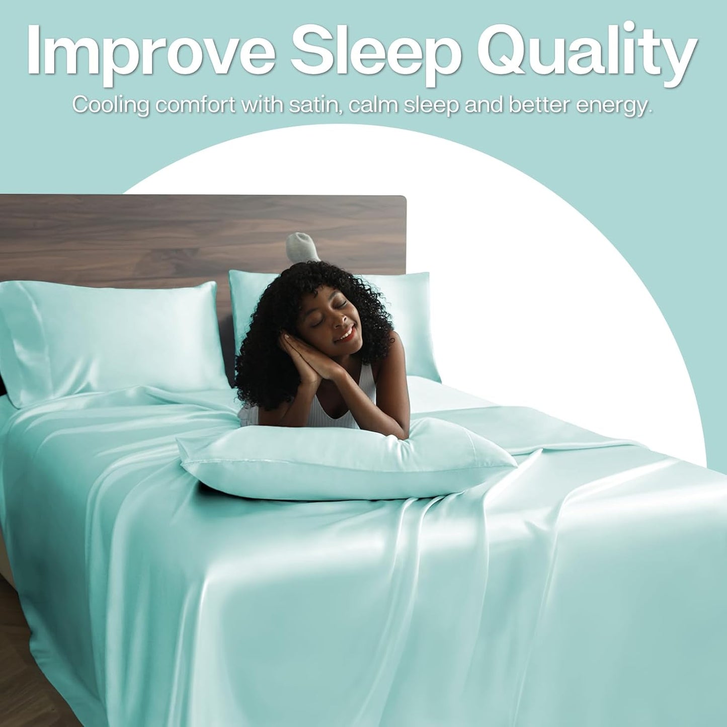 MR&HM Satin Pillowcase for Hair and Skin, Silk Satin Pillowcase 2 Pack, Queen Size Pillow Cases Set of 2, Silky Pillow Cover with Envelope Closure (20x30, Turquoise)