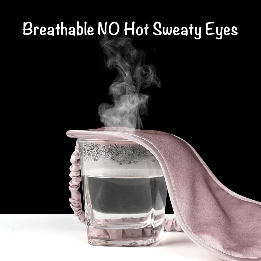 LULUSILK Mulberry Silk Sleep Eye Mask & Blindfold with Elastic Strap/Headband, Soft Eye Cover Eyeshade for Night Sleeping, Travel, Nap(Pink)