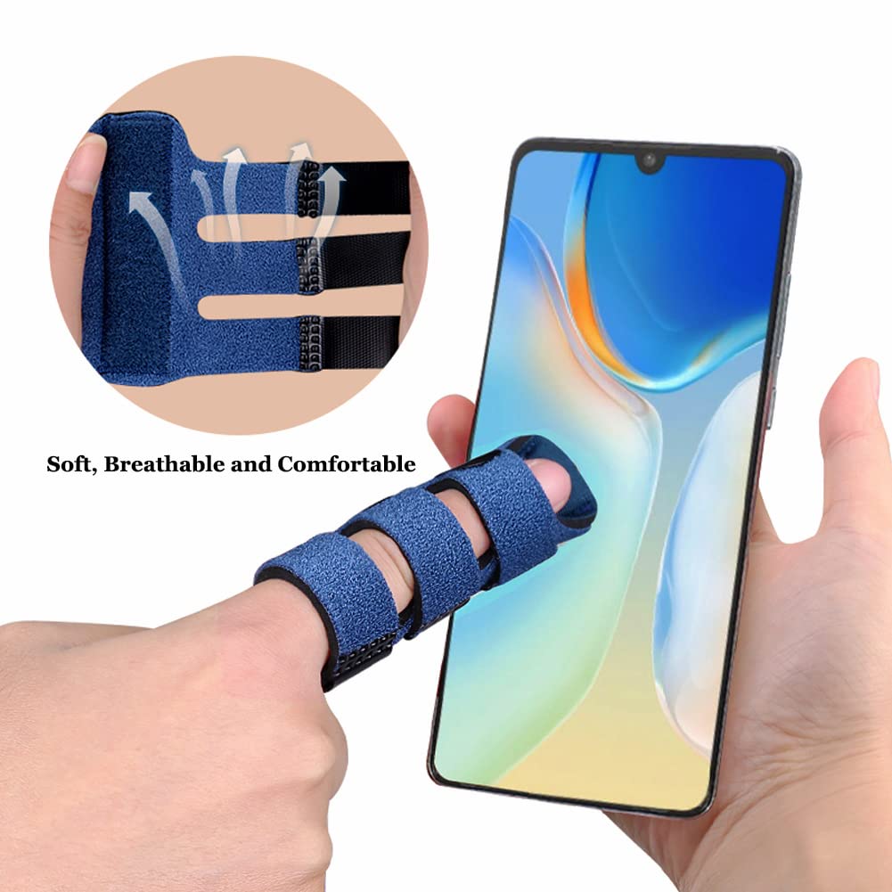 Upgraded Finger Splints (4Pcs), Trigger Finger Splint Finger Brace with 3 Fixing Strap for Mallet Finger, Broken Finger Protector, Knuckle Immobilization, Straightening Support, Arthritis Pain Relief