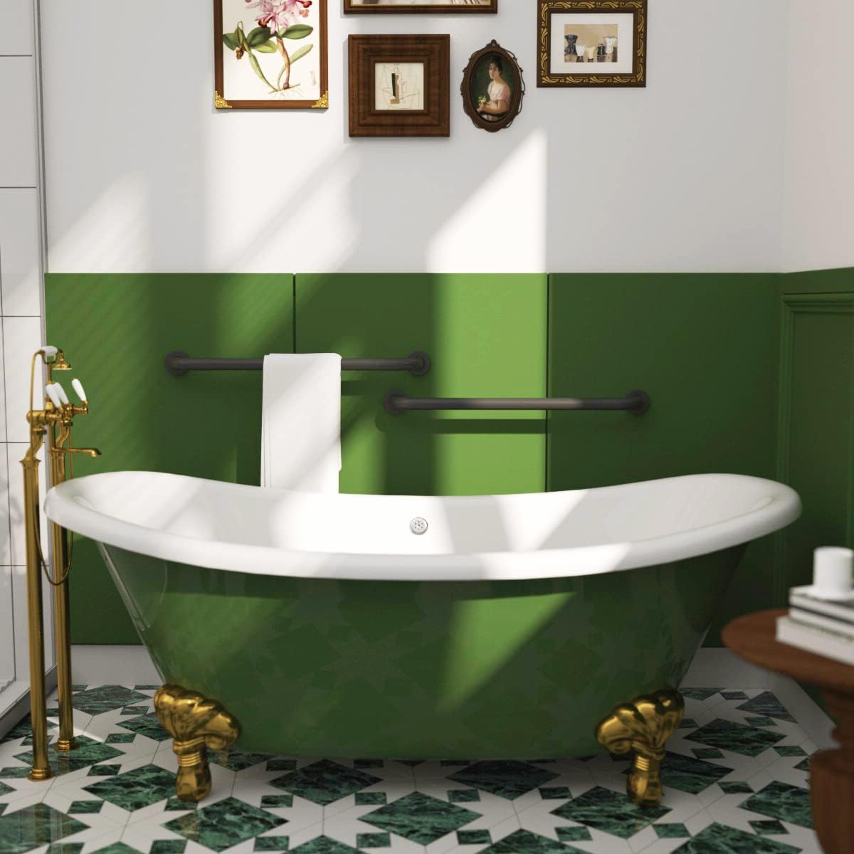 2 Pack 24 Inch Anti Slip Shower Grab Bar Oil Rubbed Black 1.25" Diameter,Munzong Bathroom Grab Bar, Knurled Bathroom Balance Bar,Safety Hand Rail Support Handicap Elderly Senior Assist Bath Handle