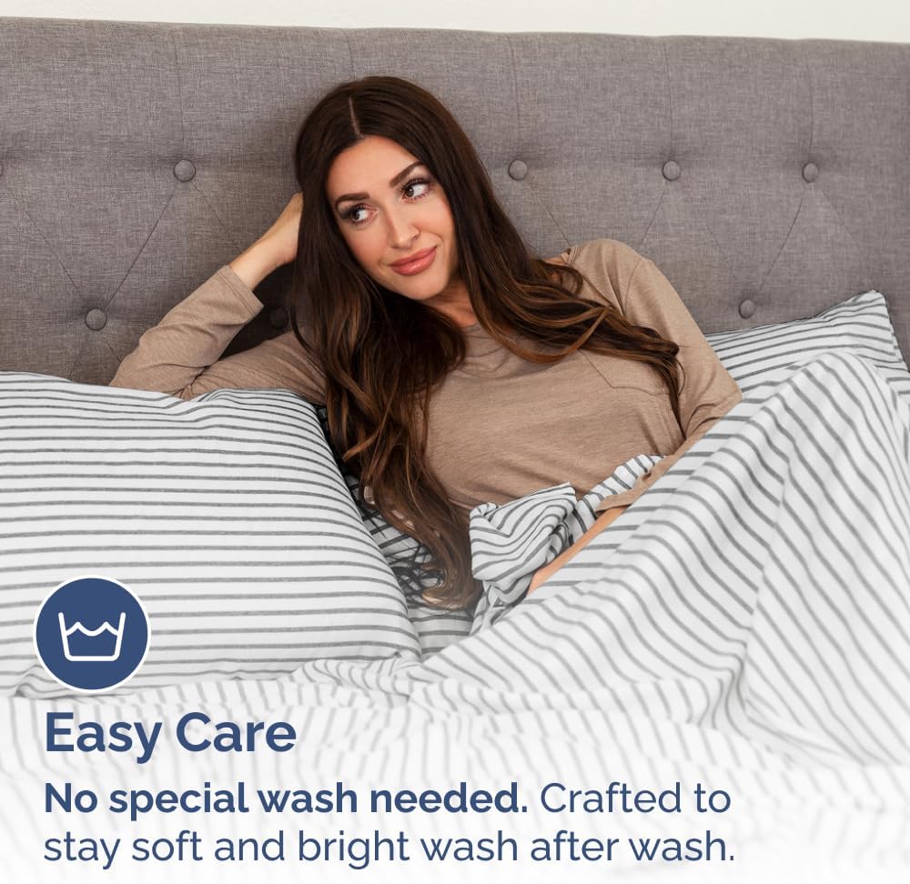 King Pillow Cases Set of 2 - Ultra Soft Hotel Quality Pillowcase Covers - Comfy, Cozy & Wrinkle Free - Shrinkage and Fade Resistant - Machine Washable Pillow Protectors - 2 Piece Set - Grey Stripes 2