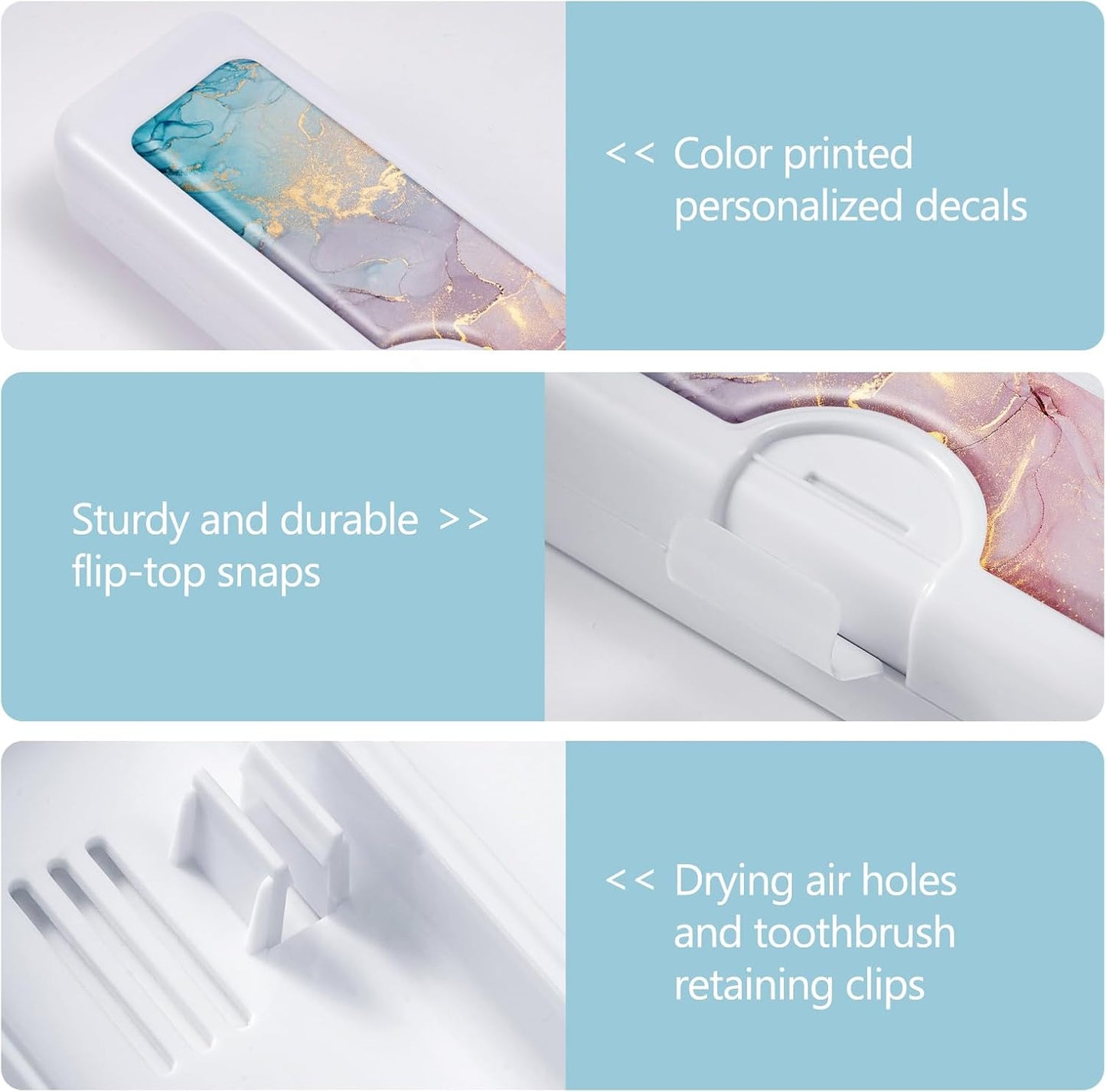 2 Pcs Toothbrush Travel Case - Colorful Pattern, Holder and Covers for Toothbrushes, Includes Tongue Scraper Case