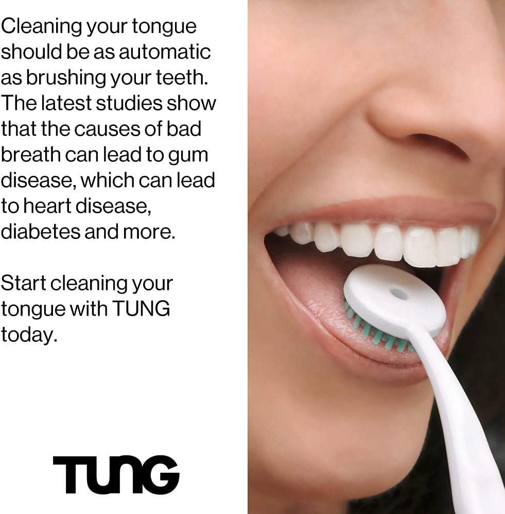 TUNG Brush Tongue Cleaner, Plastic TUNG Scraper, Tongue Cleaning to Fight Bad Breath, Halitosis Defense, USA Made, 2-Pack