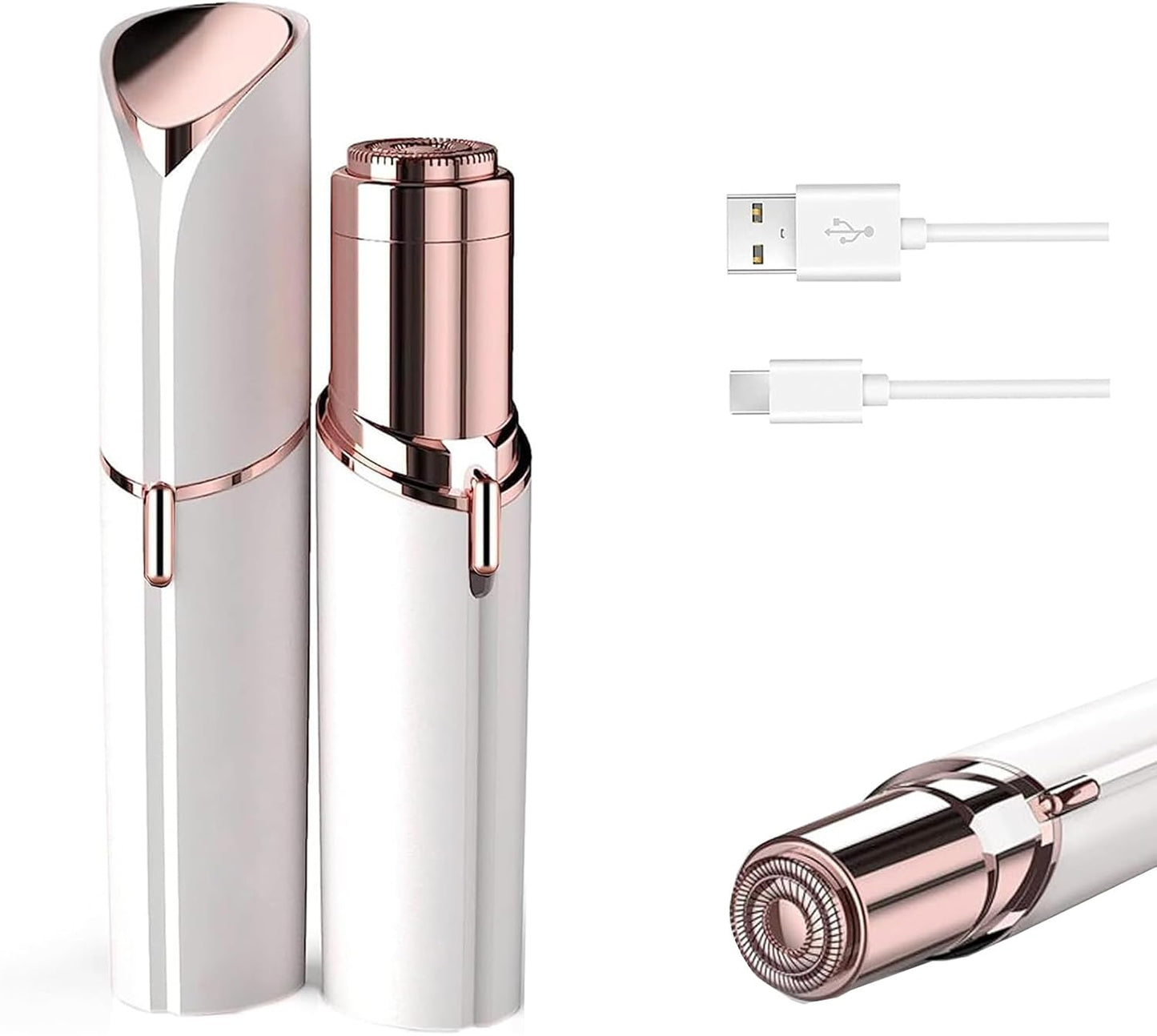 Facial Hair Removal for Women, Painless Face Shaver for Womens, Face Razors for Lip, Chin with USB Rechargeable, White