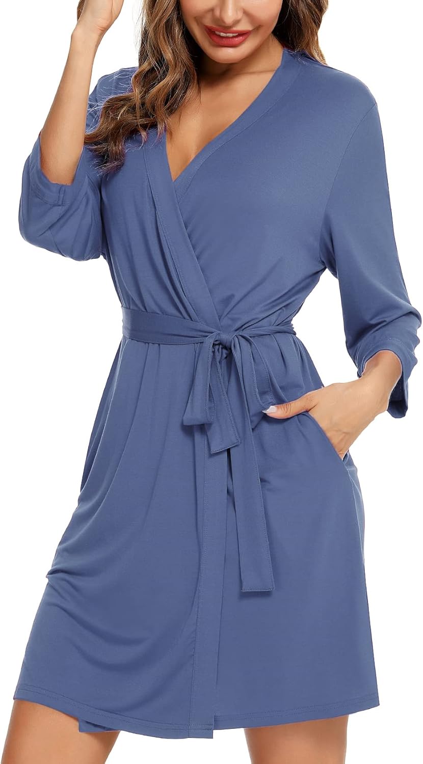 Samring Women's Lightweight Robe Soft Kimono Robes Short Bathrobe for Women Sleepwear