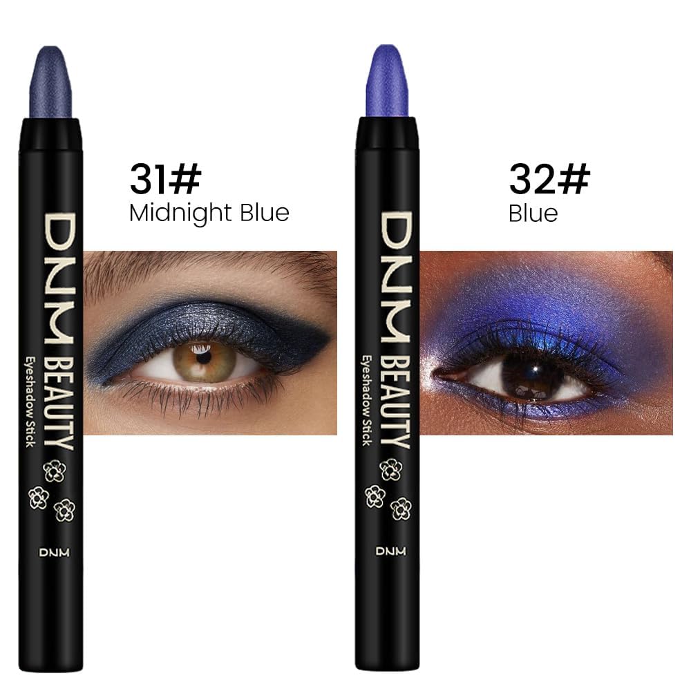 evpct 2Pcs Cream Eyeshadow Sticks Set for Eyes Waterproof, Midnight Blue Shimmer & Blue Shimmer Matte Eye shadow Stick Pencil Pen Bulk sombras en crema para ojos 31+32