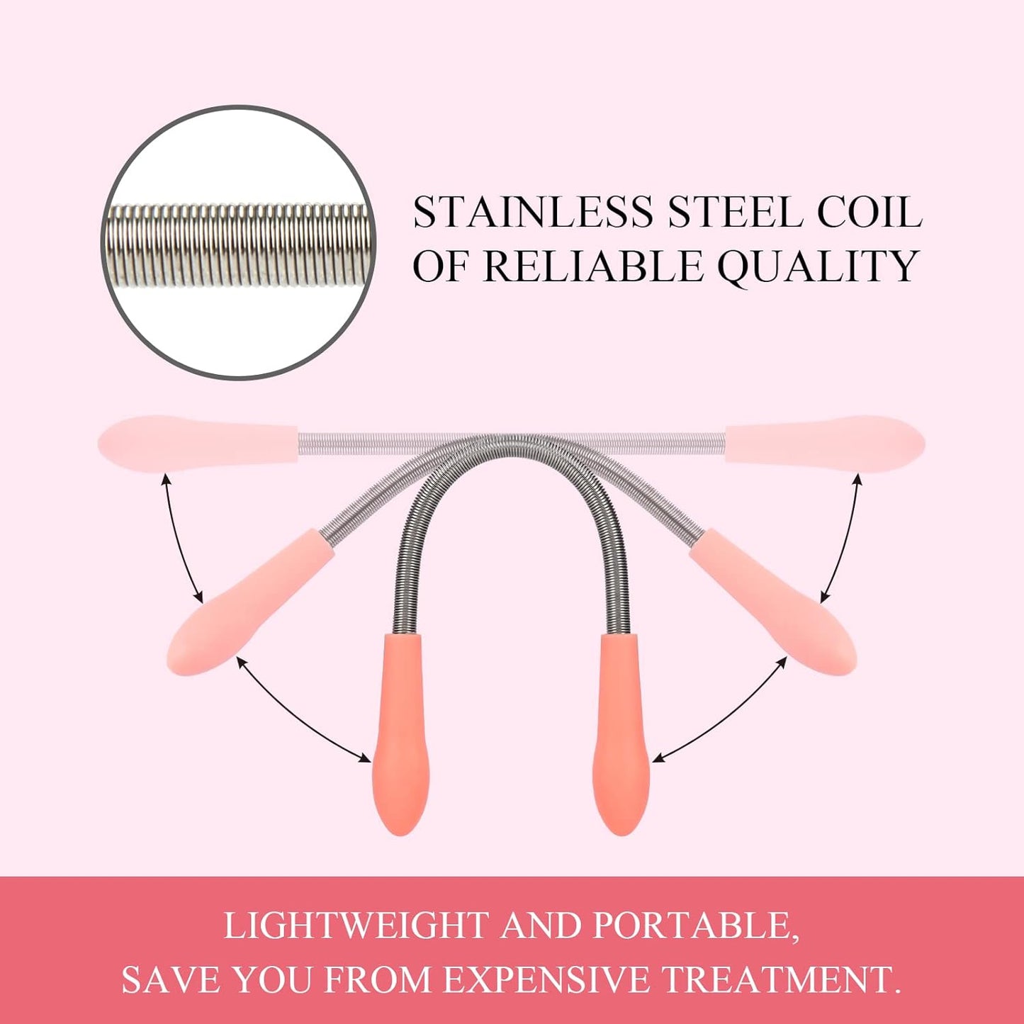 Spring Hair Remover - 4 Pack Stainless Steel Spring Epilator - Facial Hair Remover for Women Face, Chin Hair, Upper Lip Hair, Spring Facial Hair Remover for Women Mustache (Purple)