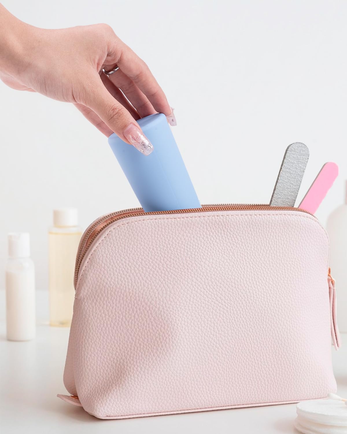 Valourgo Travel Bottles for Toiletries, Tsa Approved 3.4oz Portable Travel Bottles, BPA Free Leak Proof Travel Tubes Refillable Travel Accessories, Travel Accessories with Clear Toiletry Bag, Blue