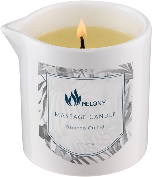 MELONY Massage Candle Oil, Moisturizing, Body Oil Candle, Natural Soybeans, 8.1 oz, Bamboo Orchid
