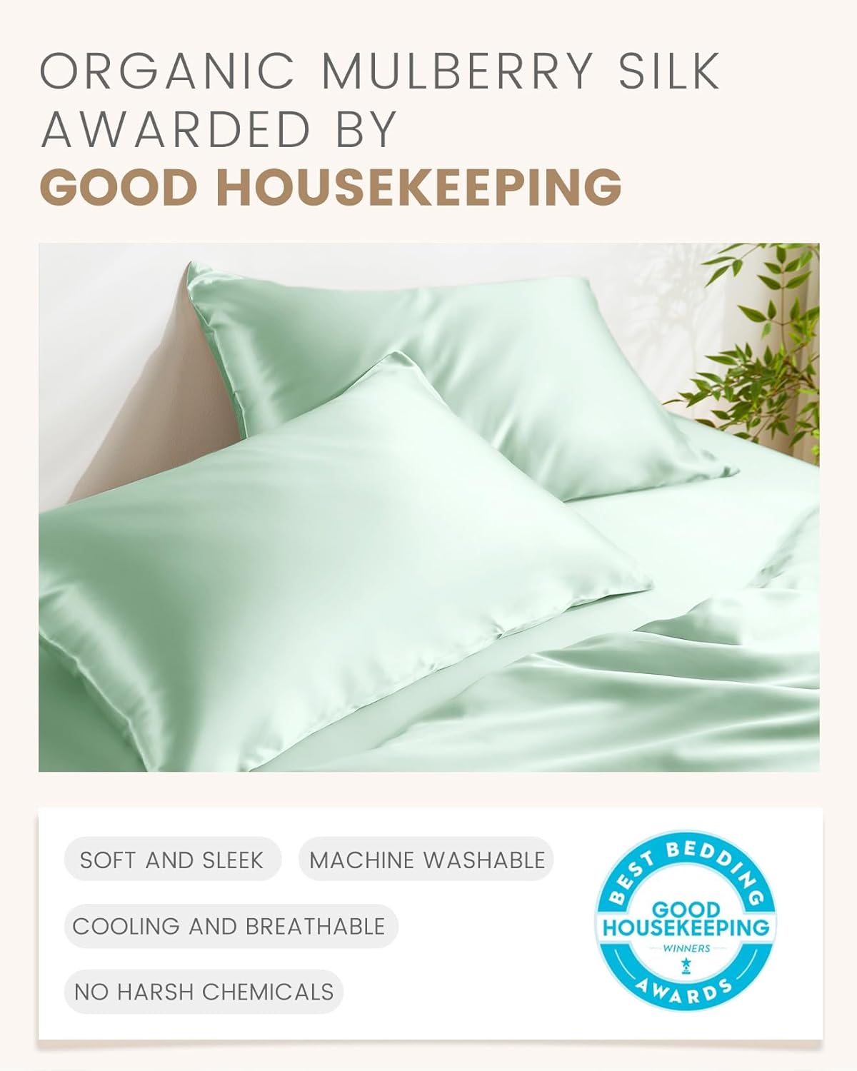 THXSILK 100% Mulberry Silk Pillowcase for Hair and Skin, Grade 6A+ Mulberry Silk Pillow Case, Natural Silk Pillow Case Cover with Zipper, 1pc(California King Size 20"x40", Turquoise Green)