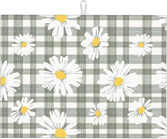 Daisy Dish Drying Mat For Kitchen Counter Absorbent Large Kitchen Fast Dry Pad Reusable Washable Protector Rack Large Mat 18 X 24