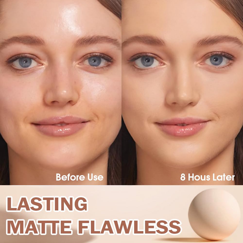 Oil Control Matte Perfection Face Powder Compact For Women, Matte Smooth Flawless Setting Powder Makeup, Polvo Compacto De Maquillaje, Waterproof Long Lasting, 0.35Oz, (245 Radiant Honey, 1)