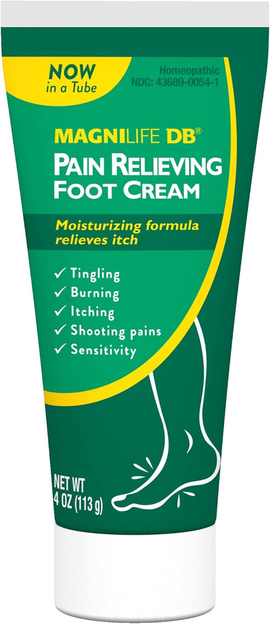 MagniLife DB Foot Cream, Calming Relief for Burning, Tingling, Shooting & Stabbing Foot Sensations - Soothes Dry, Cracked, Itchy, Sensitive Skin (4 oz Tube)