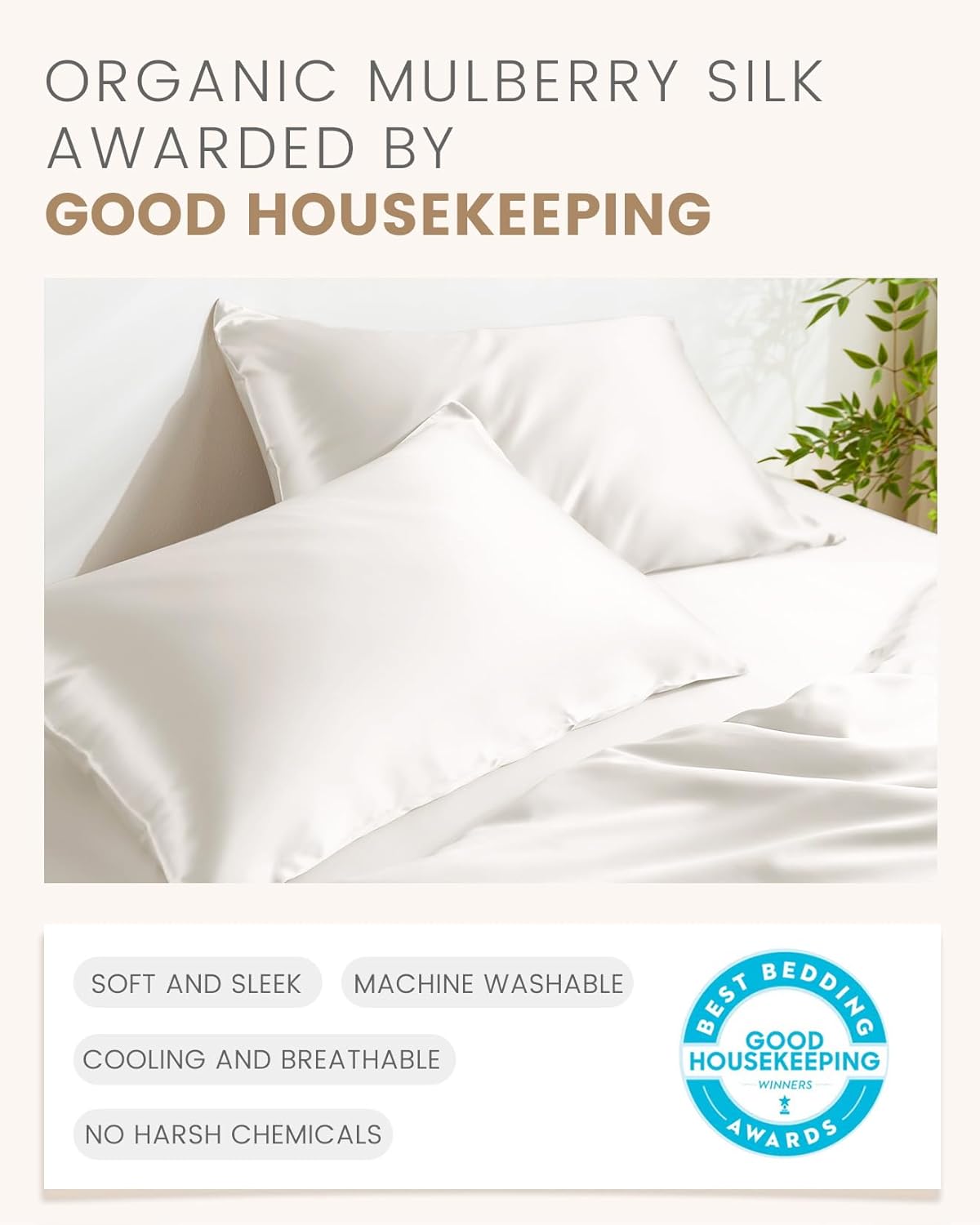 THXSILK Set of 2 100% Pure Mulberry Silk Pillowcases for Hair and Skin - Upgraded Real Grade 6A+ Mulberry Silk - Durable, Soft and Anti-Aging Silk Pillow Cases (King 20"x36", White)