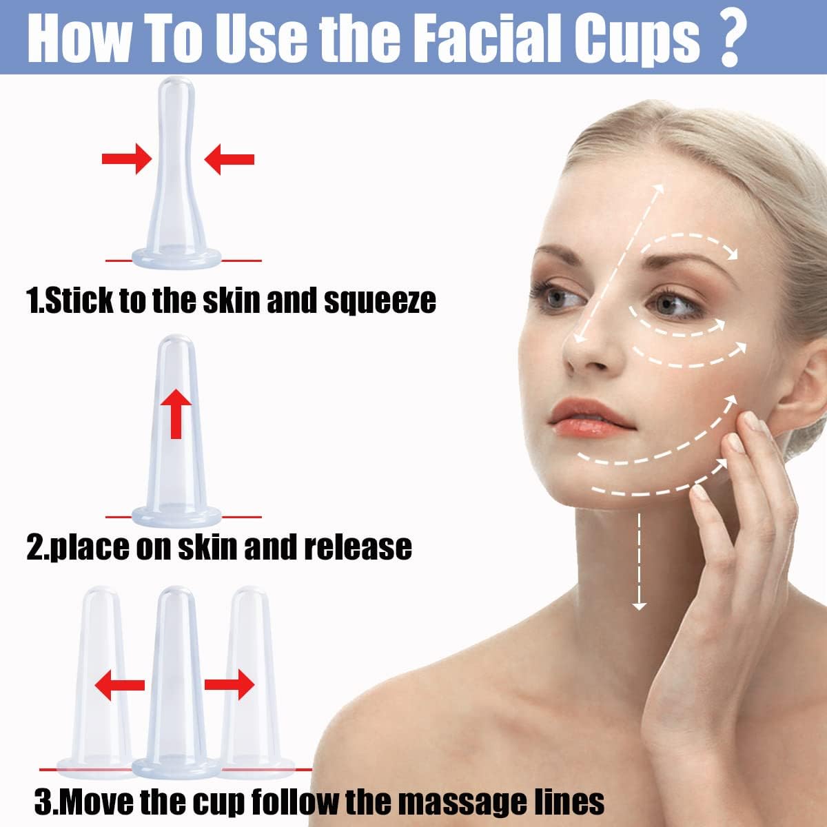 Silicone Cupping Therapy Set - Facial Cupping Set - Face and Body Cupping Massager - Vacuum Suction Cups - Anti-Cellulite Cup - Amazing Cellulite Remover Home Use 7PACK