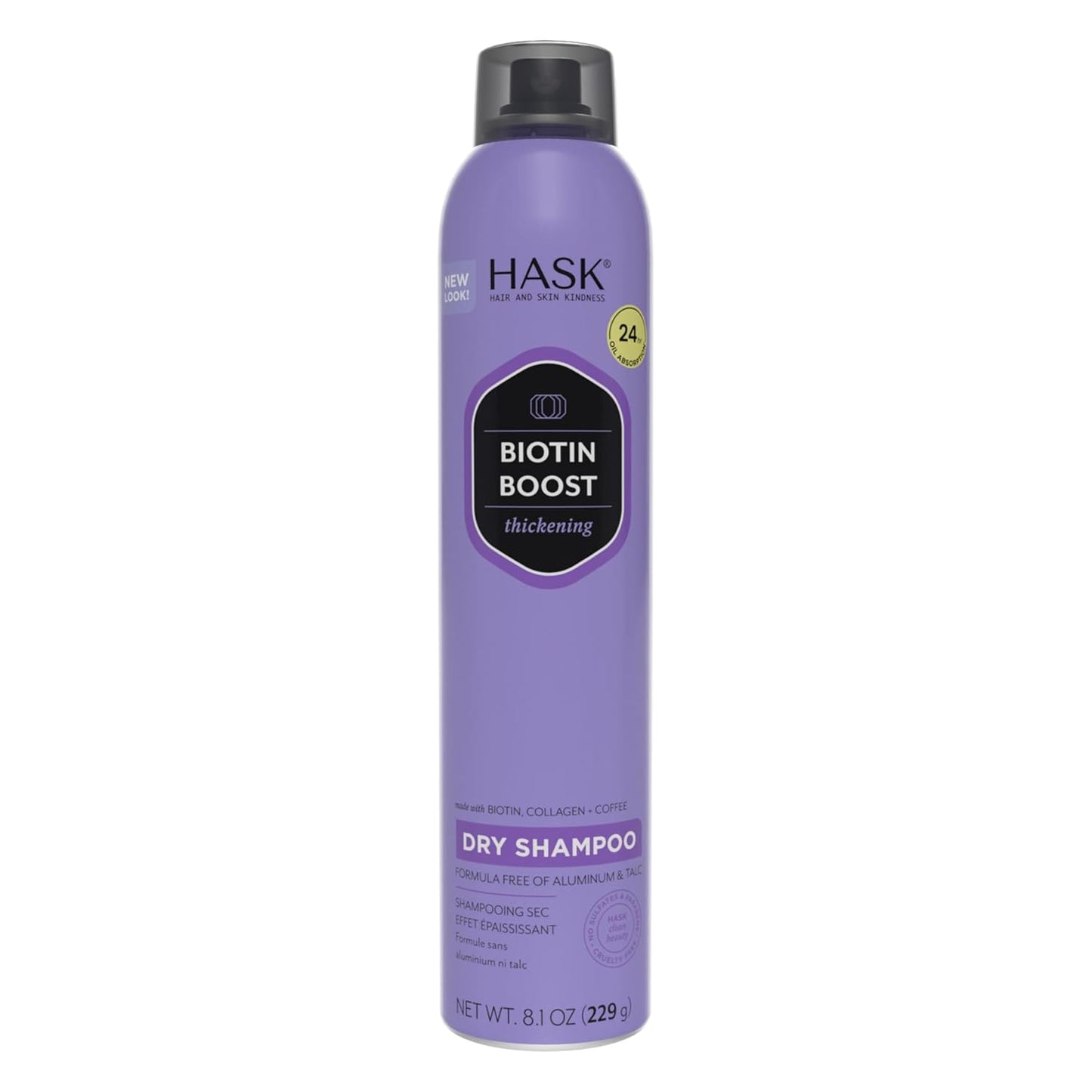 HASK Biotin Boost Thickening Dry Shampoo – Absorbs Oil, Adds Volume & Lift, Strengthens Strands, No Sulfates or Parabens, Cruelty-Free – 8.1oz