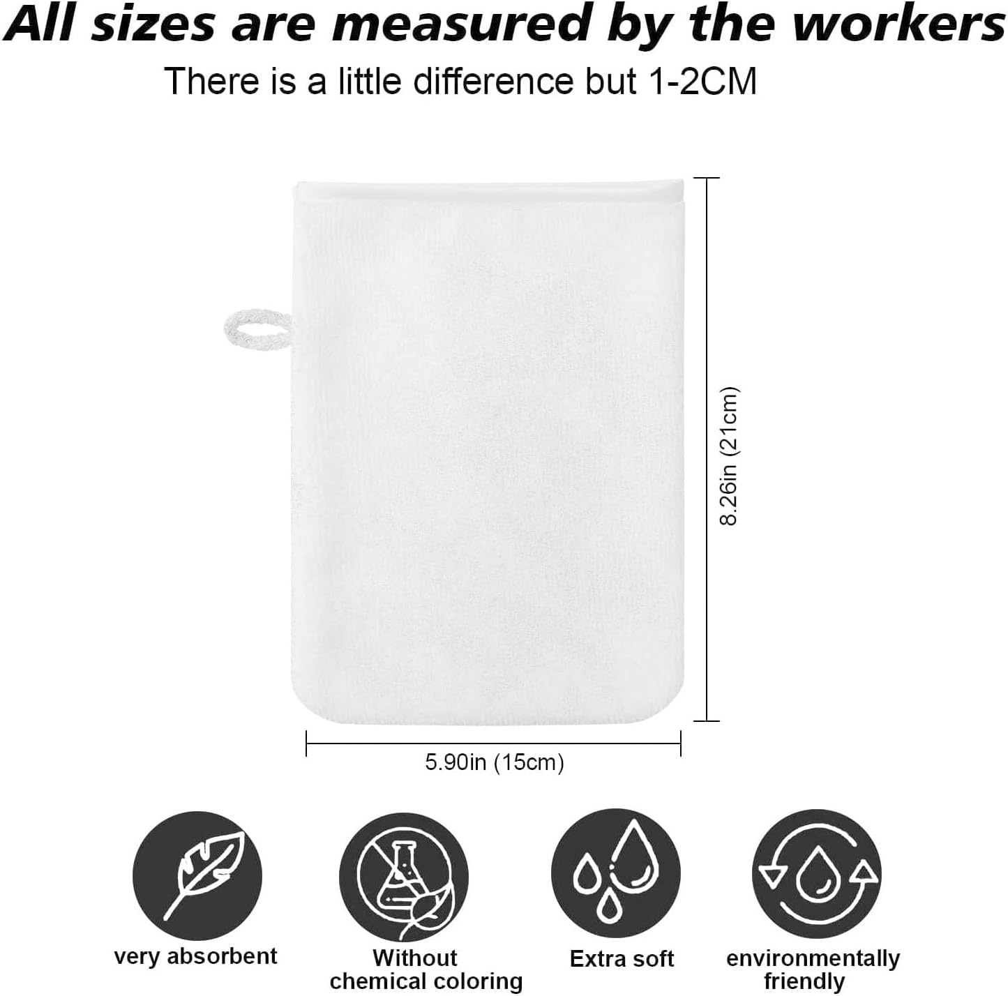 PHOGARY 10 Pack Microfiber Body Wash Mitts, Soft Face Mitten, Bath Spa Cloth, Reusable Makeup Remover Mitt Gloves, European Style Wash Cloth, 6×8 inch (White)