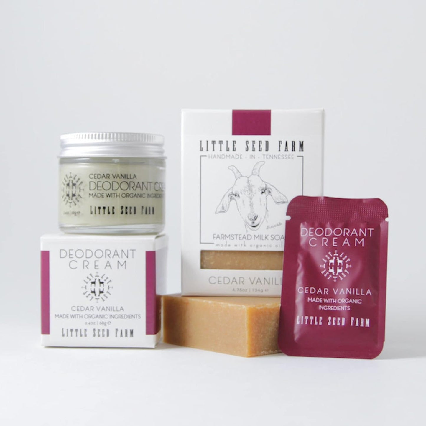 Little Seed Farm All Natural Deodorant Cream - Cedar Vanilla - Aluminum Free Deodorant for Women or Men, Net Wt. 2.4oz | 68g