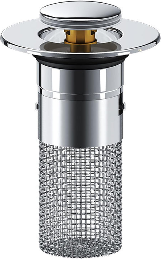 Saker Bathroom Sink Drain Strainer Hair Catcher (1 PC), Pop-up Drain Filter with Removable Stainless Steel Filter Basket, Prevents Hair Clogs, Suitable for Bathroom Sink Stopper Replacement