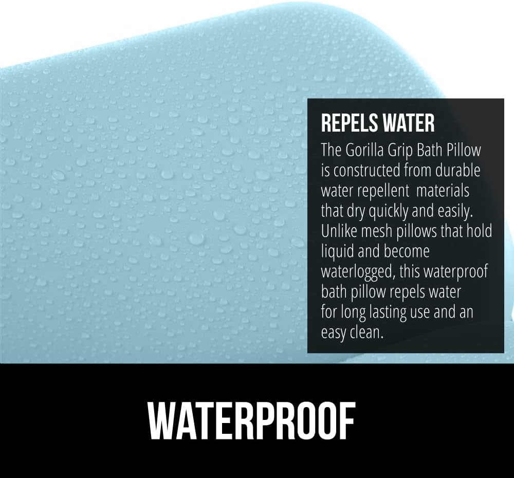 GORILLA GRIP Bath Pillow for Tub, Improved Suction Cups, Luxury Bathtub Pillows, Headrest for Neck and Back Support, Relaxing Home Spa, Hot Tubs and Bathroom Essentials, Gifts for Women, 3 Panel Blue