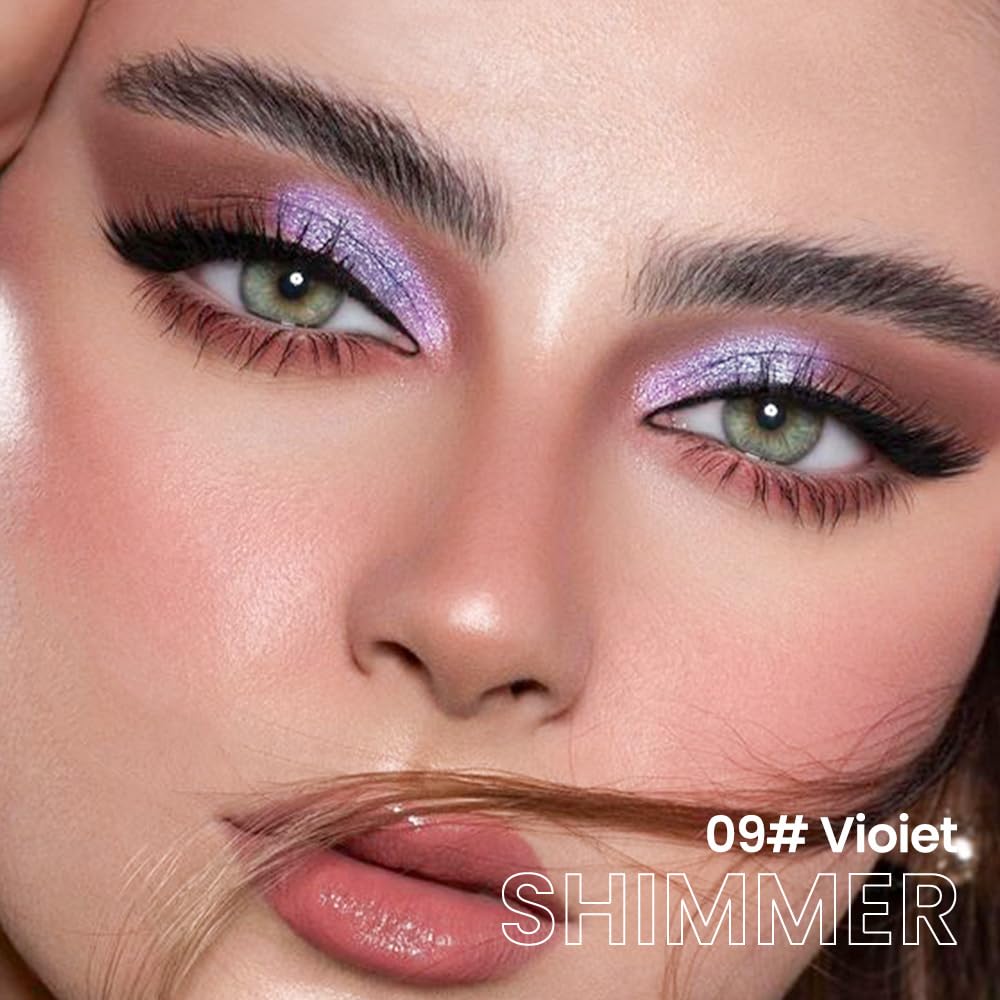 evpct Violet Shimmer Cream Eye Shadow Brightener Sticks Set for Eyes, Violet Shimmery Matte Pencil Eye shadow Applicator Stick Pen Palette Makeup Waterproof sombras en crema para ojos 09#