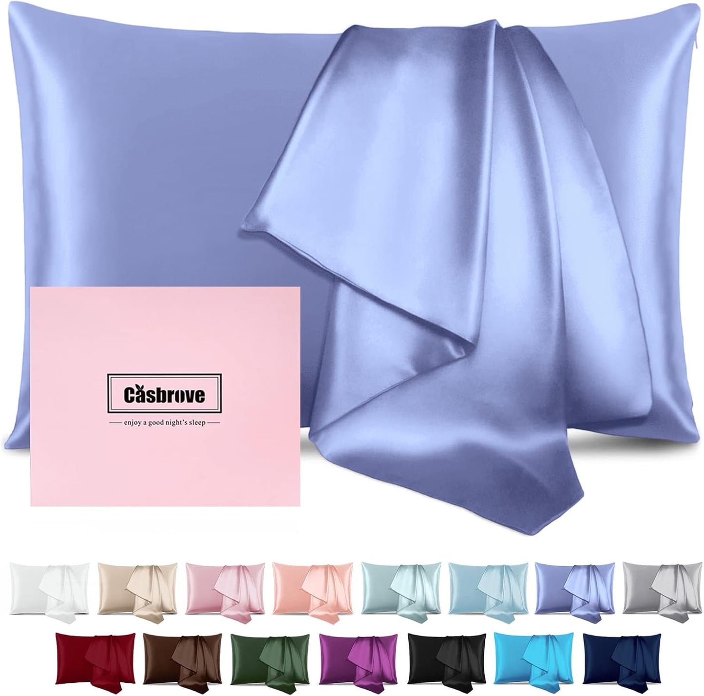 Silk Pillowcase for Hair and Skin Mulberry Silk Pillowcase Soft Breathable Smooth Both Sided Natural Silk Pillowcase with Zipper Beauty Sleep Silk Pillow Case 1 Pack for Gift (Queen, Cornflower Blue)
