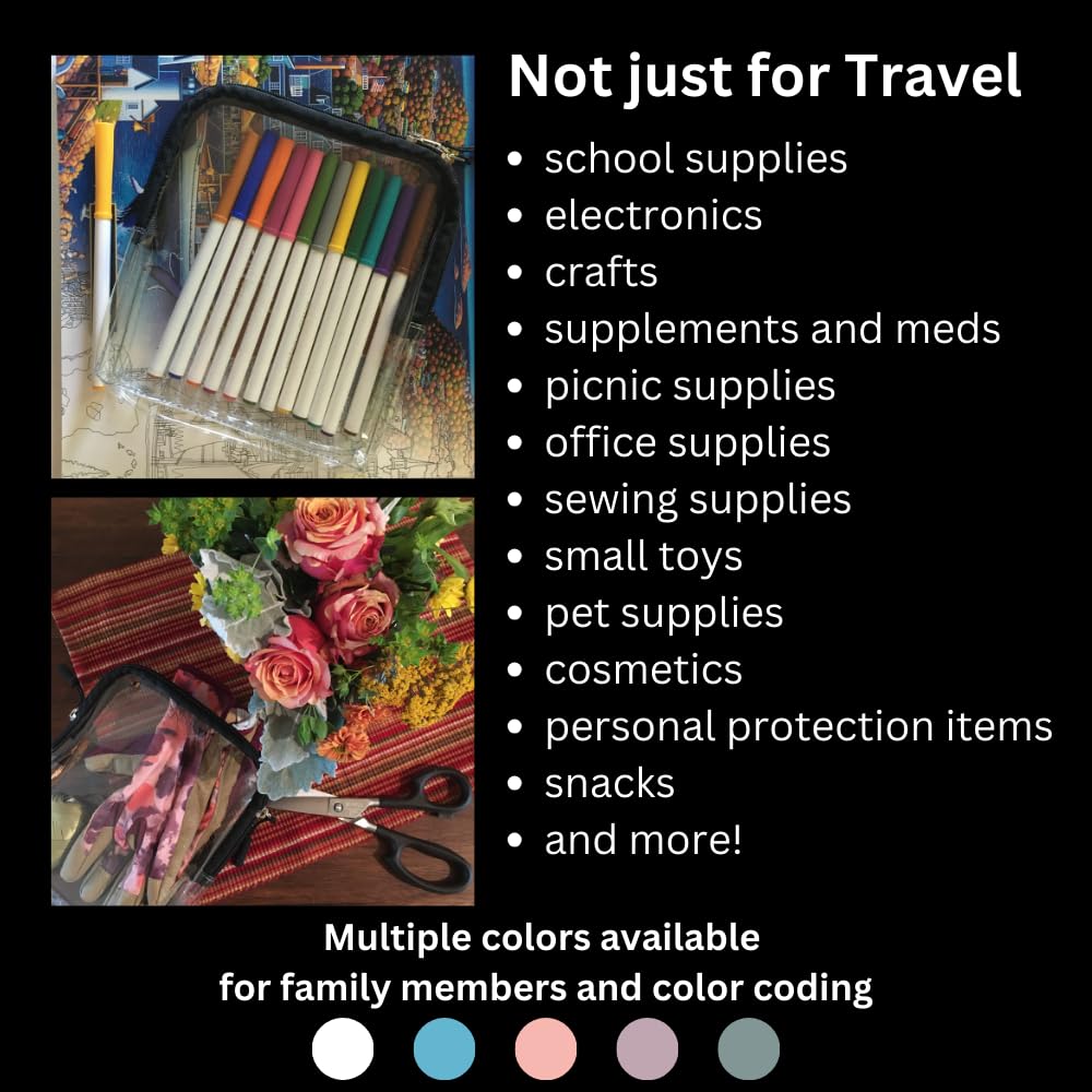 BORSALI TSA Quart Size Bag Approved for Carry On Travel - One (1) Quart Clear Toiletries, Cosmetic and 3-1-1 Liquids Toiletry Bag - 2 Pack