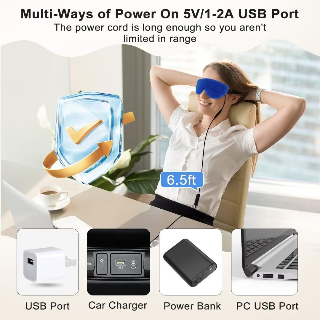 Kovnlo Heated Eye Mask, Washable USB Electric Warm Compress Eye Heating Pad for Dry Eyes, Blepharitis, Syndrome, Chalazion, Stye, MGD and Steam Moist to Unclog Glands