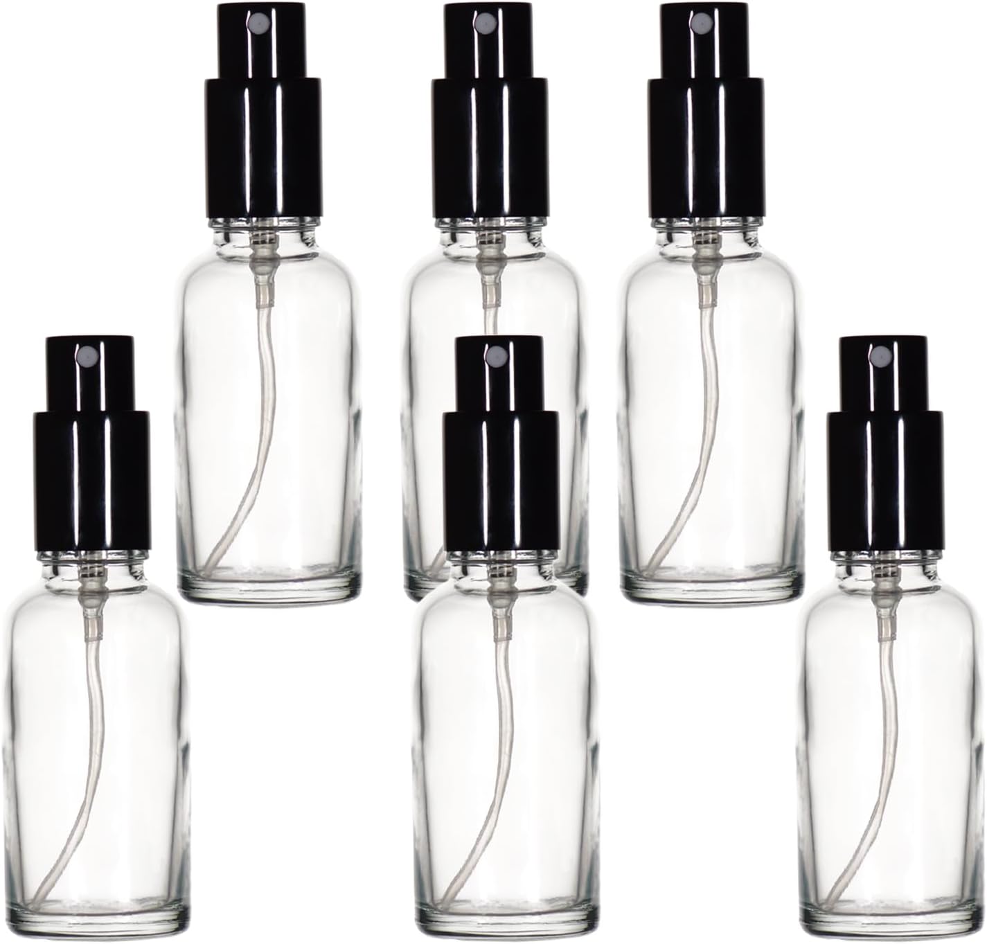 YIZHAO Clear Glass Spray Bottles 1oz, with Small Fine Mist Spray, Metal Cap, Refillable for Essential Oil,Travel,Cleaning,Perfume,Aromatherapy,Makeup – 6 Pcs