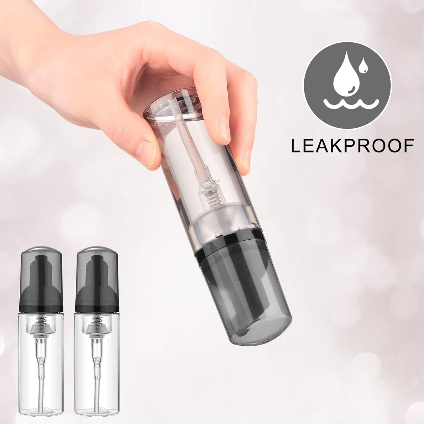 70 Pcs 2 oz Plastic Foam Soap Dispensers Refillable Lash Shampoo Bottles with Pump Mini Eyelash Cleaning Foam Bottle Dispenser for Refillable Travel Cosmetics (Gray)