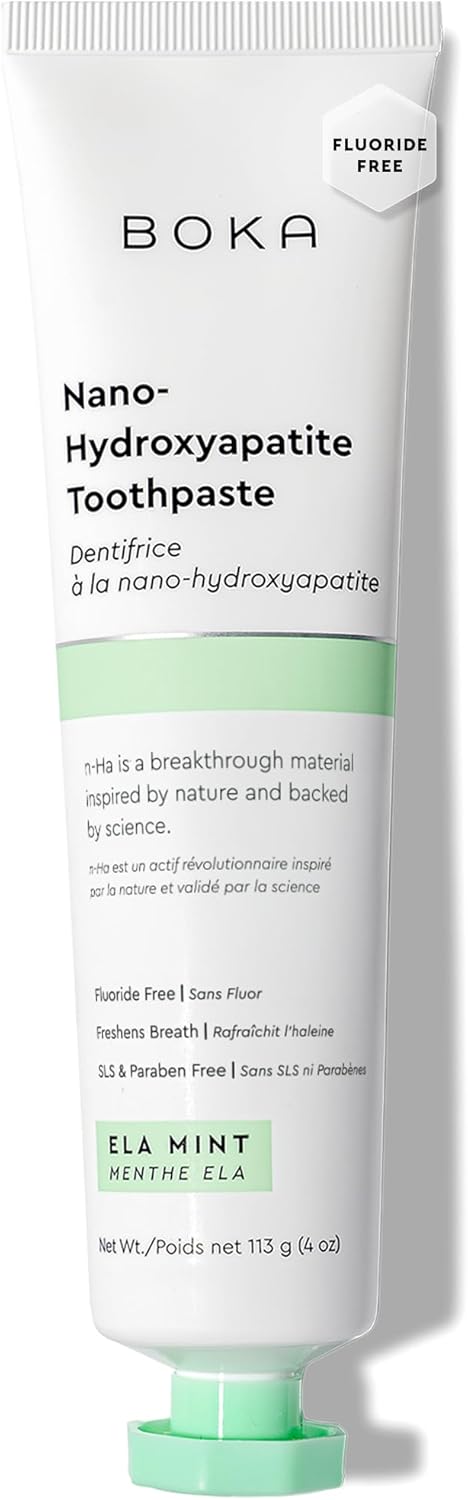 Boka Fluoride Free Toothpaste, Nano Hydroxyapatite Toothpaste, Appropriate for Sensitive Teeth - for Adult, Kids Oral Care - Ela Mint Flavor, 4 Fl Oz 1Pk US Manufactured