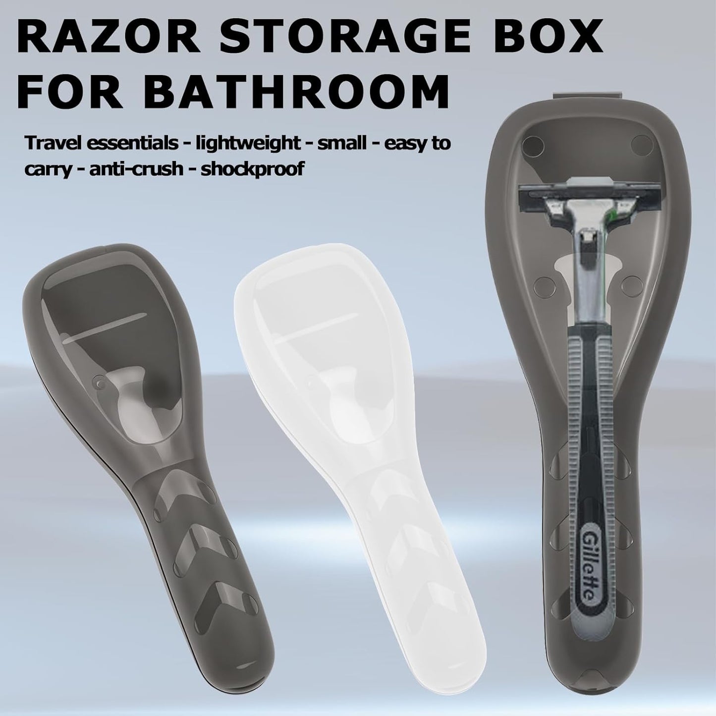 2PCS Plastic Portable Traveling Men Manual Razor Protector, Universal Portable Shaver Storage Box/Travel Razor Cover Case, Manual Razor Traveling Case Transparent