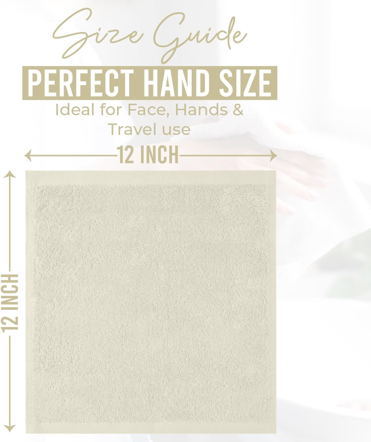 DAN RIVER 100% Cotton Wash Cloths 24 Pack [12x12] Soft & Absorbent face Towels for Bathroom, Gym, Hotels & Spa Perfect for Everyday Use Fingertip Towels, Ivory