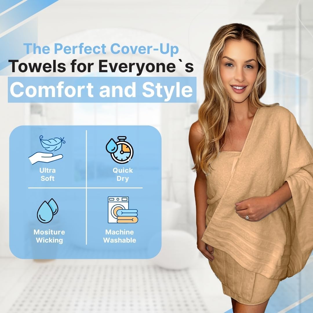 Infinitee Xclusives 100% Cotton Luxury Bath Towels Set of 2 (27x54 Inches) (Cosmic Sand, Bath Towels - Pack 2)