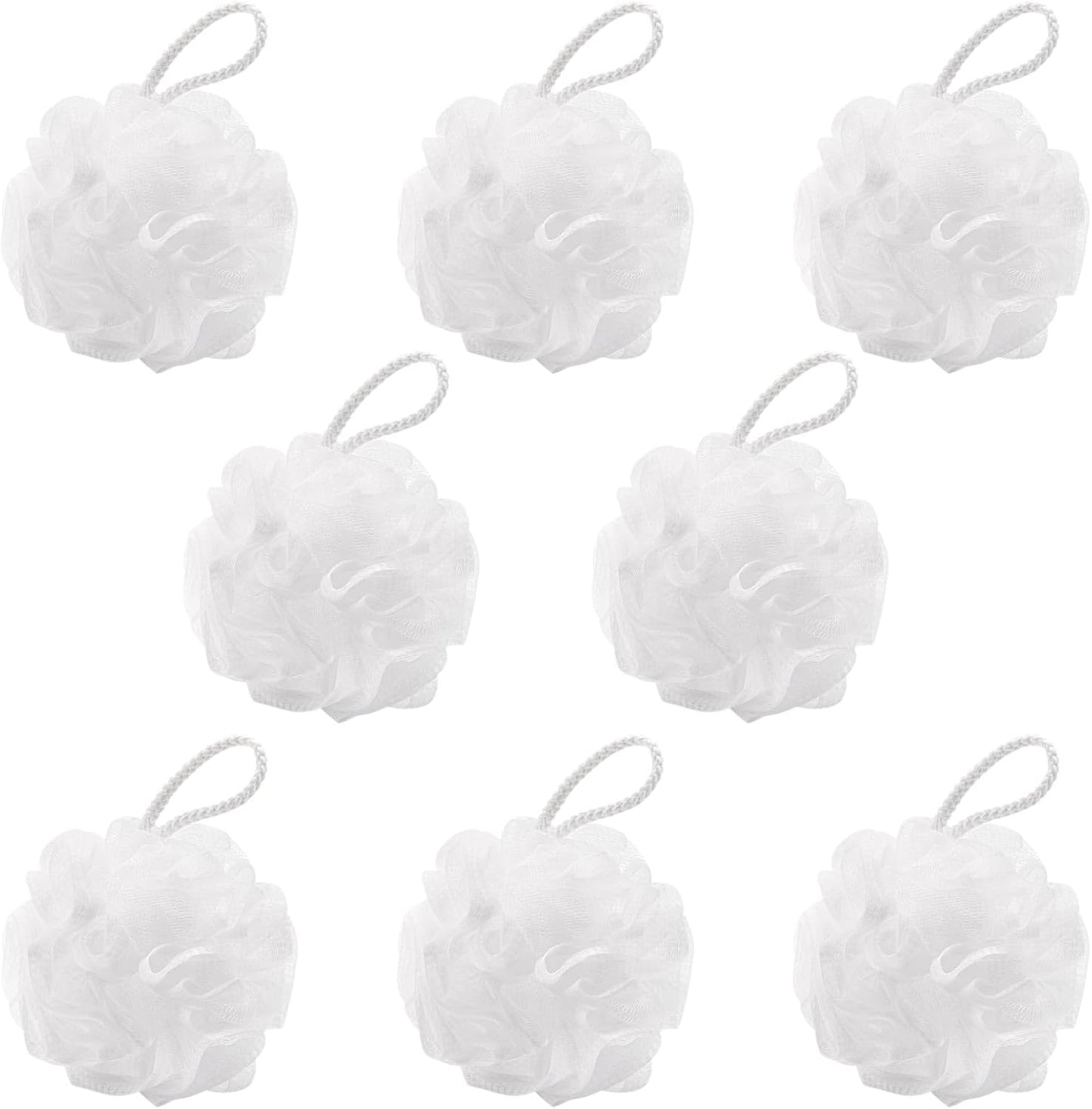 8Pcs Small Loofah Travel Size Bath Sponge 35g/pc Shower Puff Mesh Pouf Exfoliating Bath Scrunchies - White