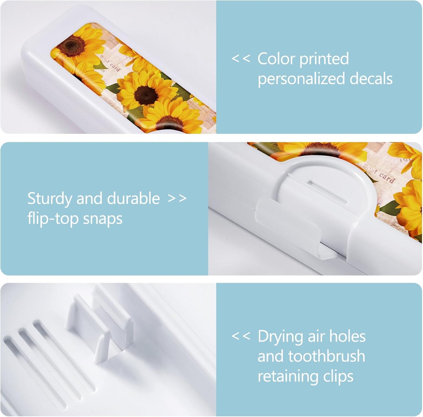 Toothbrush Travel Case - Colorful Pattern, Holder and Covers for Toothbrushes, Includes Tongue Scraper Case