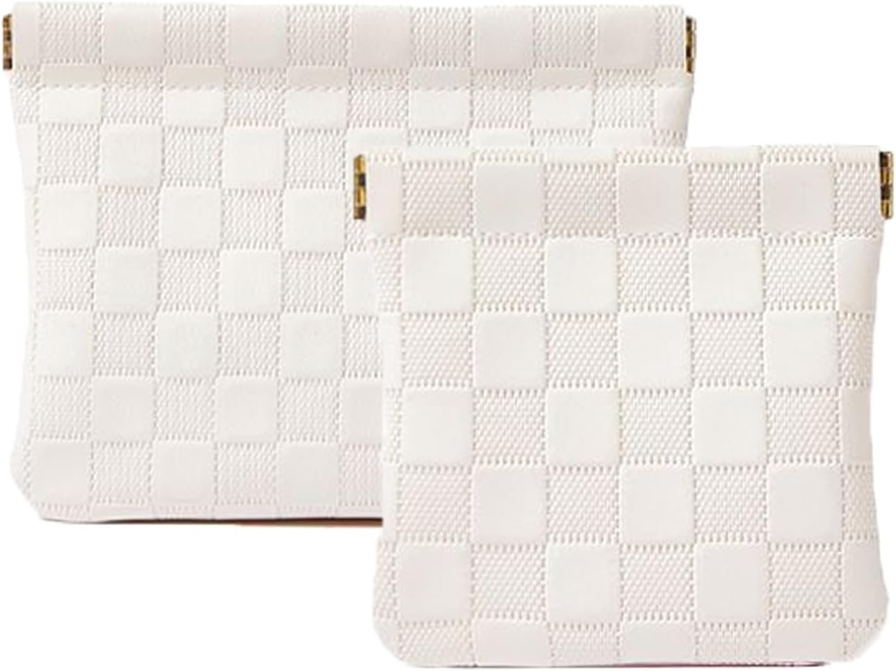 2 PCS Small Makeup Bag for Purse Waterproof Mini Cosmetic Bag for Coin Lipstick Jewelry Portable Mini Makeup Bag Set for Women Small Cosmetic Pouch Makeup Organizer White